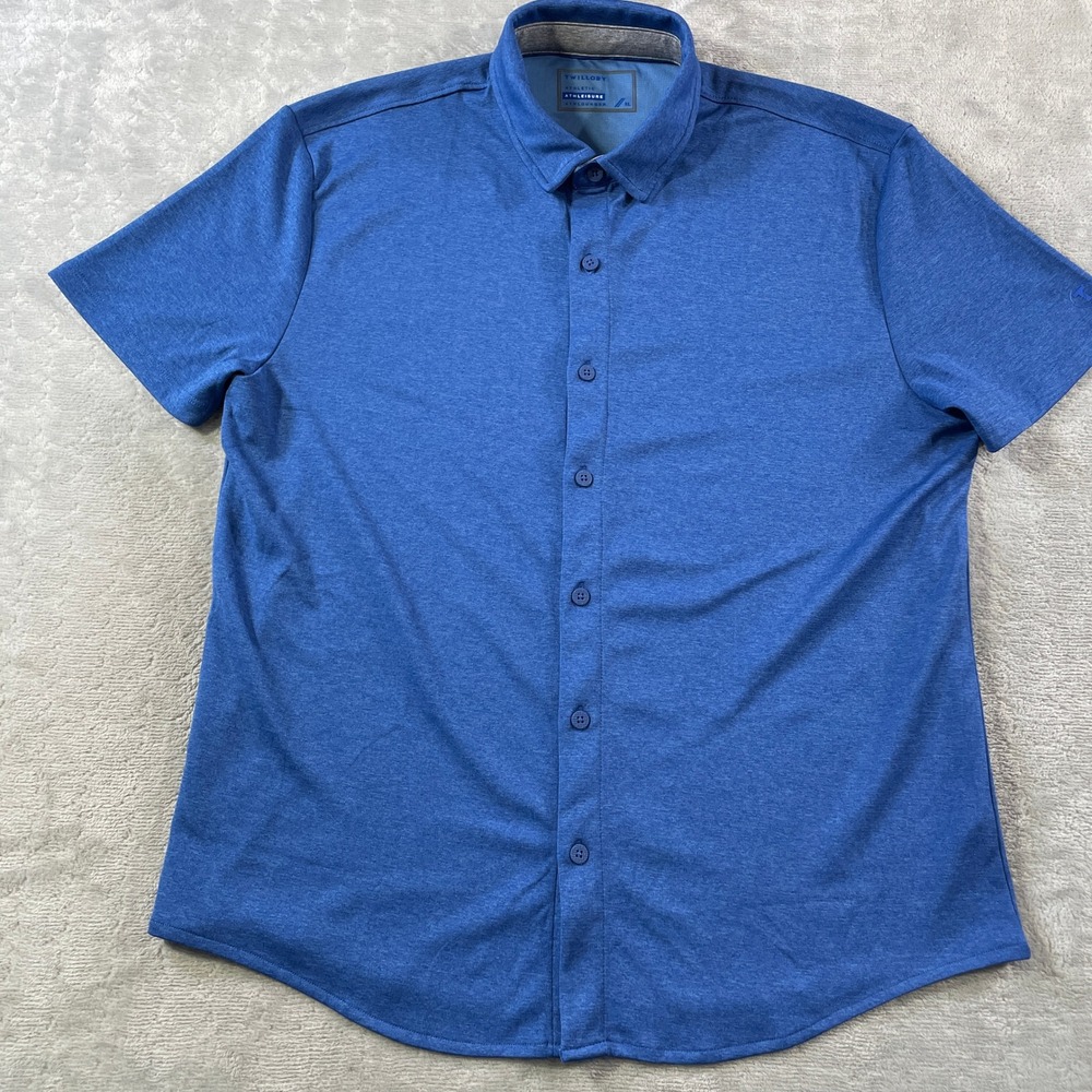Twillory Athleisure Shirt Mens XL Blue Button Light Preppy Stretch Casual Office